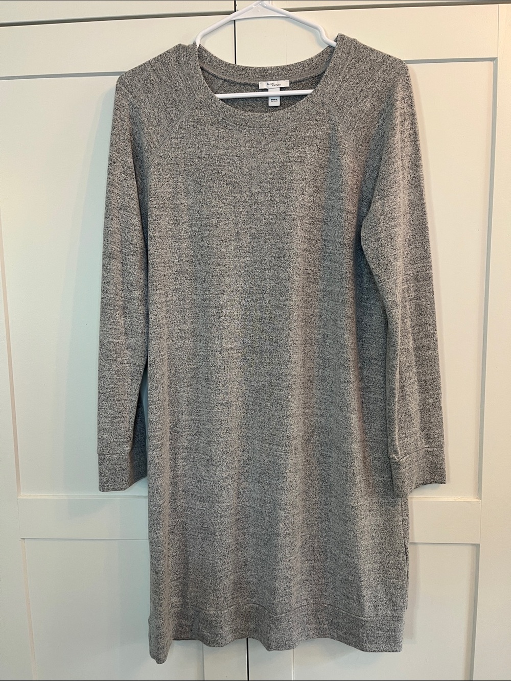 Daily Ritual Heathered Gray Women's Long Sleeve Knit Mini Dress - Size Medium